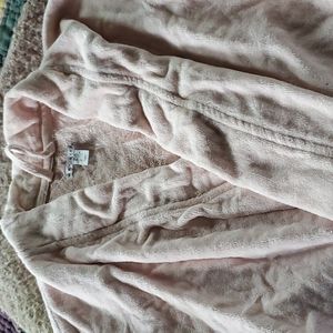 Pale pink knee length terry cloth robe